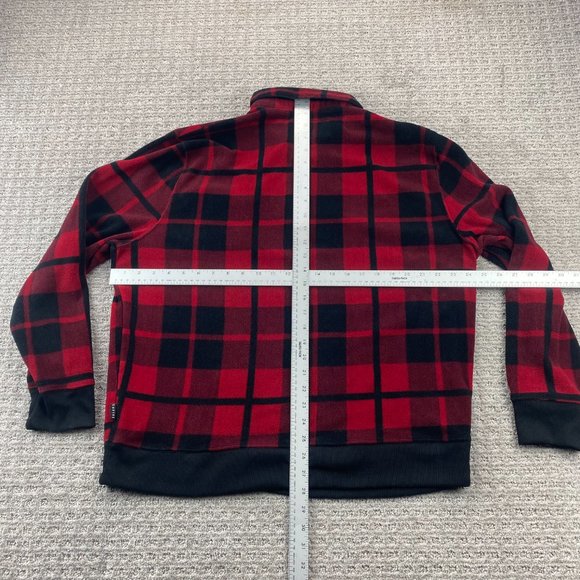 EMPYRE Fleece Sweater Men Medium M Red Black Checkered Pullover 1/4 Button Cozy - Picture 8 of 10